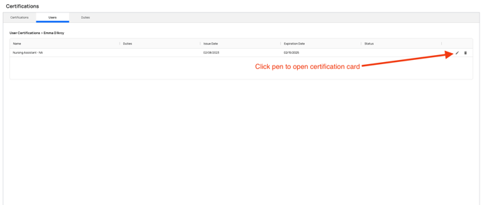 Click pen to open certification card
