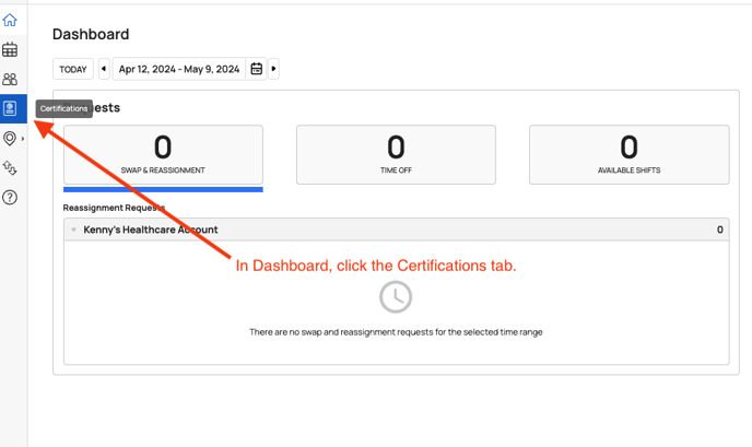 Click the certifcataions tab