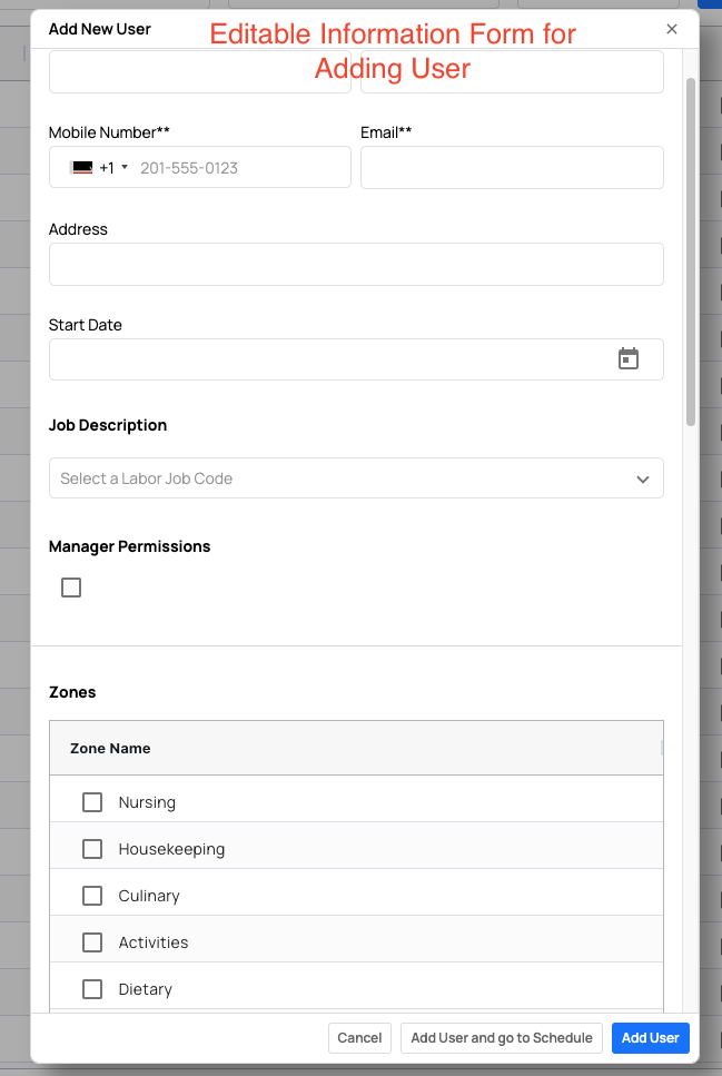 Editable user form