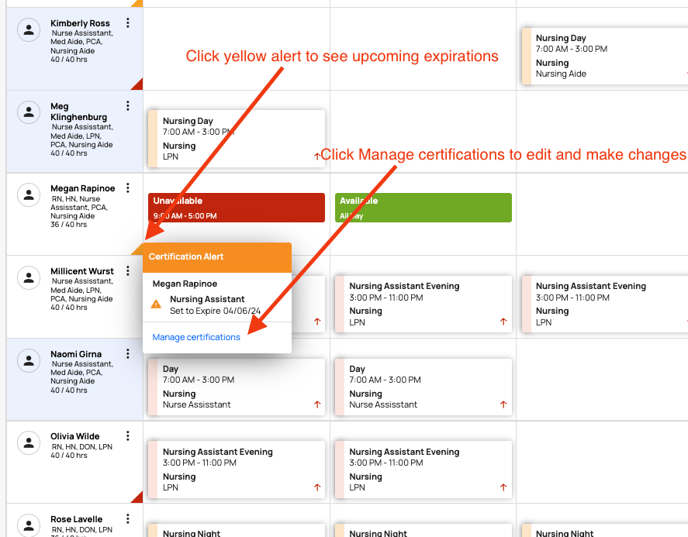 Staff View upcoming expiration