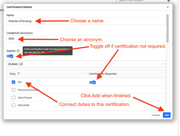 adding info to cert card
