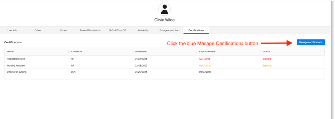 click manage cert blue button