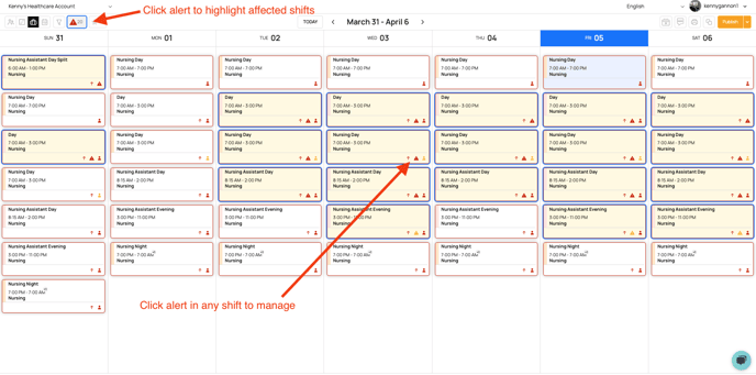 shift view highlighted shifts