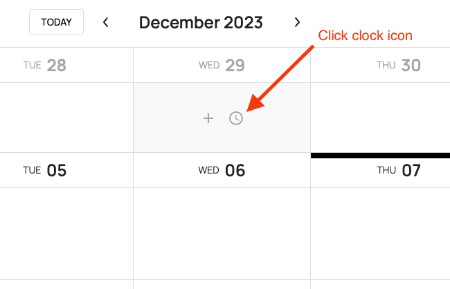 time off clock as it appears in calendar