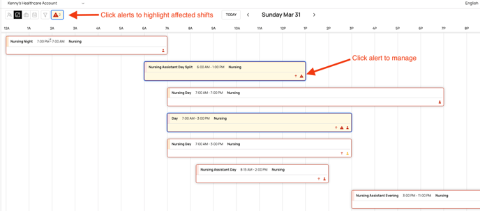 timeline view highlighted alerts