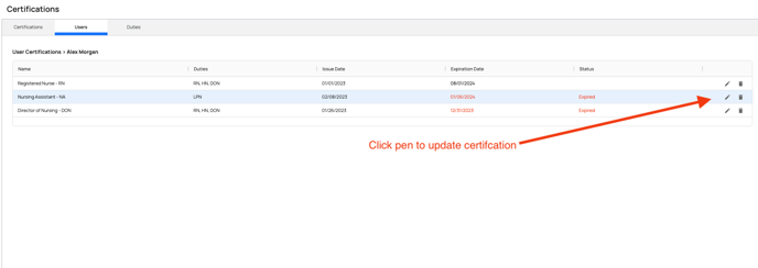 update certification
